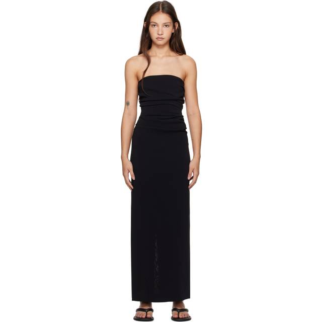St. Agni Black Strapless Tie Back Maxi Dress - Black - XS