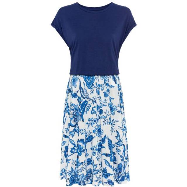 LASCANA Short Sleeve Round Neck T-Shirt Dress - Blue Floral