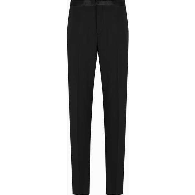 Virgin-wool two-way stretch canvas trousers with satin waist