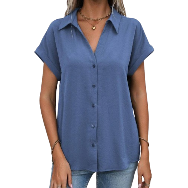 SHEIN Solid Batwing Sleeve Button Front Shirt