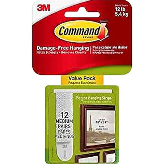 Command 17204-12ES 07248000796 CMND PIC HANG STRIP VP 12 Pairs White Picture