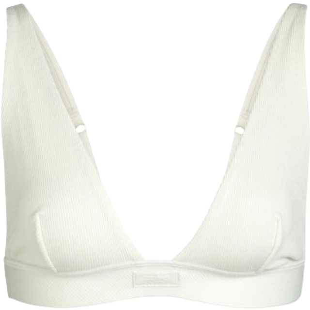 SKIMS Plunge Bralette | White | 2XS | Cotton Rib - Bone