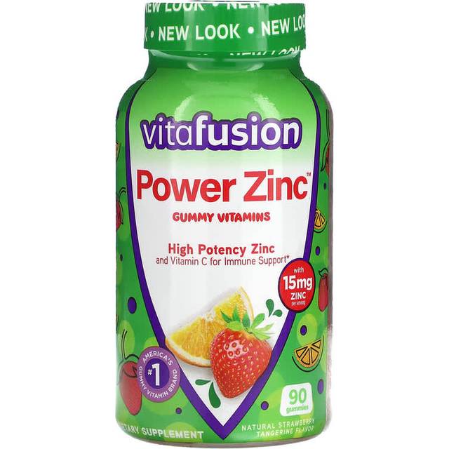 VitaFusion  Power Zinc Gummy Vitamins  Natural Strawberry Tangerine  15 mg  90 Gummies (5 mg per Gummy)