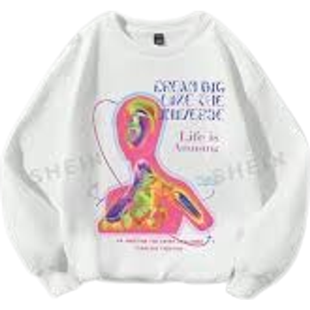 SHEIN Casual & Simple Thermal Image Print Oversized Crew Neck Sweatshirt For Women, Suitable For Autumn/Winter,Long Sleeve Tops