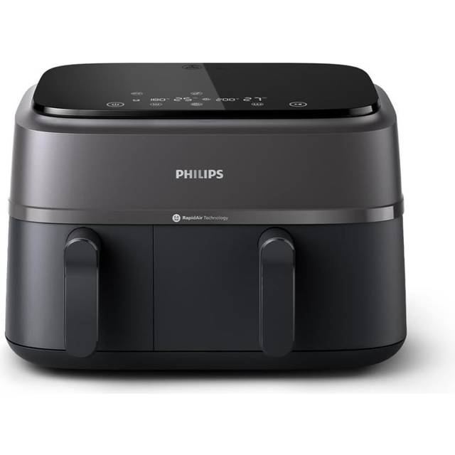 Philips fritös med dubbla korgar - hälsosam, snabb och mångsidig matlagning, 9 liters kapacitet, pekskärm, design med 2 lådor (NA350/00)