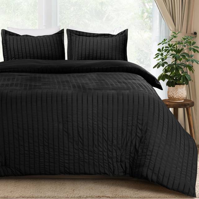 Utopia Bedding Seersucker Duvet Cover Full Size - Soft Textured Duvet Cover with 2 Pillow Shams - Striped Comforter Cover 80 x 90 Inches wit