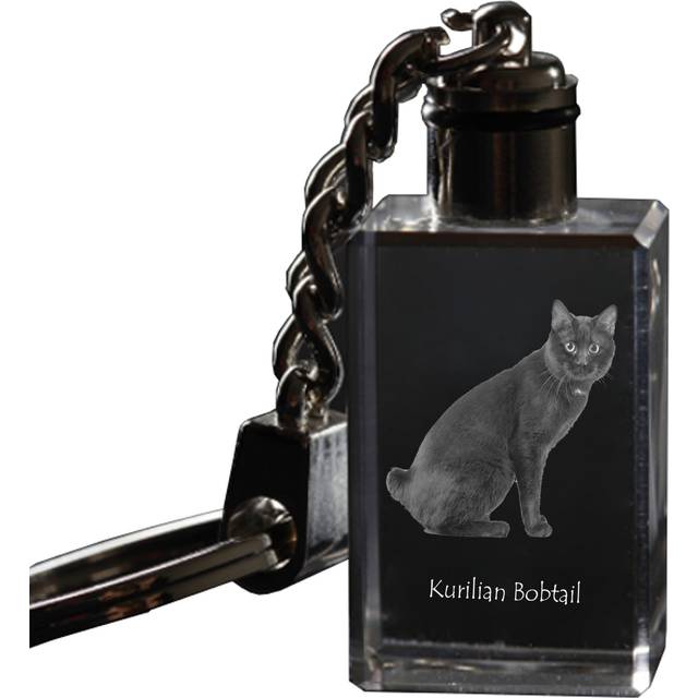 Kurilian bobtail - Crystal pendant with cat photo, illuminated pendant, unique gift by Art-Dog brand transparent