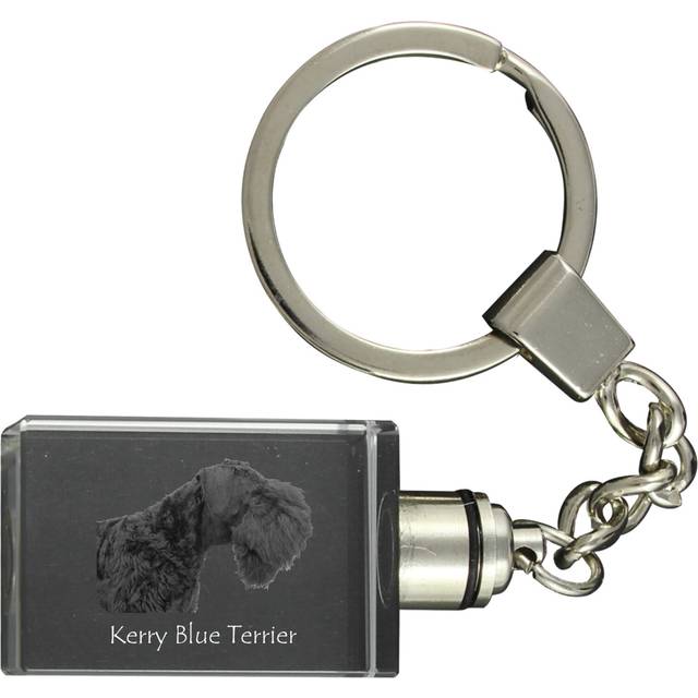 Kerry Blue Terrier, Irish Blue Terrier - Crystal key ring with dog photo, illuminated key ring, unique gift by Art-Dog brand transparent