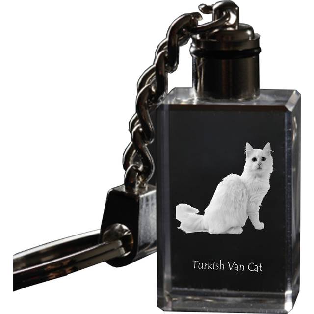 Turkish van - Crystal pendant with cat photo, illuminated pendant, unique gift by Art-Dog brand transparent