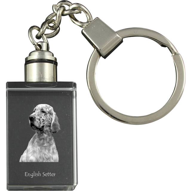 English setter, Lawerack, Laverack - Crystal key ring with dog photo, illuminated key ring, unique gift by Art-Dog brand transparent