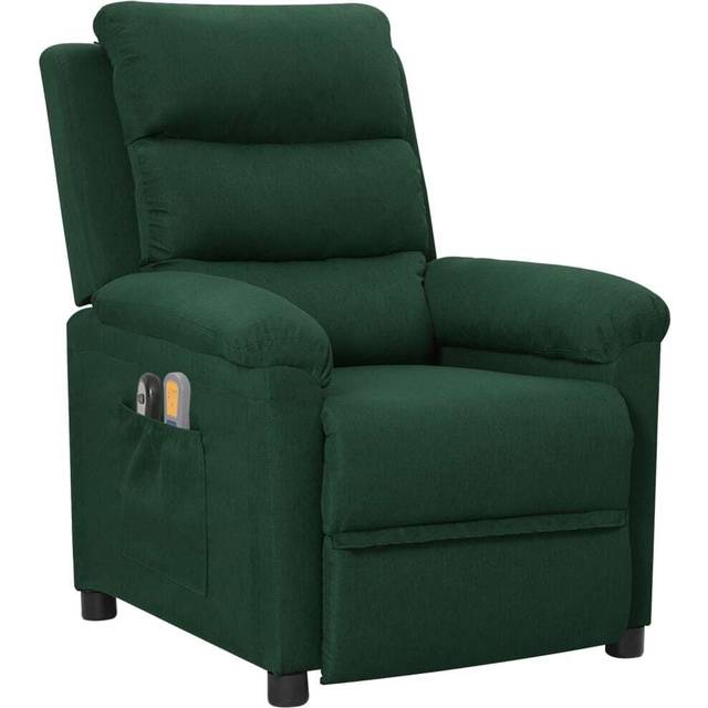 Massagefåtölj mörkgrön tyg