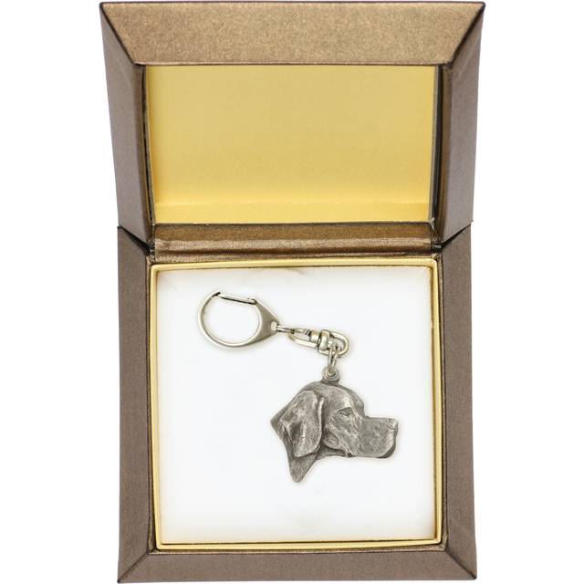 English Pointer - Silver-plated key ring with a dog in a gift box, handbag decoration, backpack pendant by Art-Dog brand silver