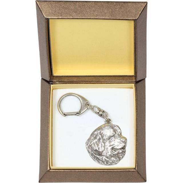 Newfoundland, Newfs, Newfies - Silver-plated key ring with a dog in a gift box, handbag decoration, backpack pendant by Art-Dog brand silver