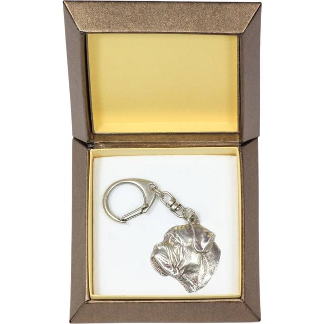 Bullmastiff - Silver-plated key ring with a dog in a gift box, handbag decoration, backpack pendant by Art-Dog brand silver