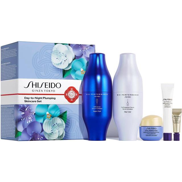 Shiseido Day-to-Night Plumping Skincare Set - Bio-Performance Skin Filler Serums (30mL x2)  Vital Perfection Advanced Cream (15mL)  Eye Cream (5mL) &