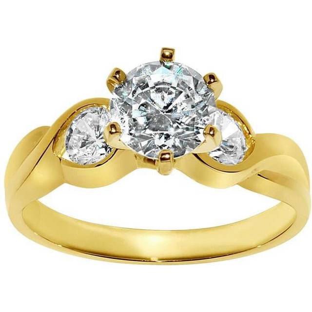 Precious Stars OS0031-RG-sz8 14k Yellow Gold 1.5 Carat TGW Round Cut Diamonette Engagement Ring - Size 8