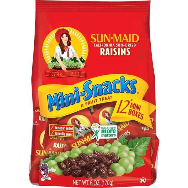 Sun-Maid, Raisin Mini Snacks, 12 Boxes, 0.5 oz Each