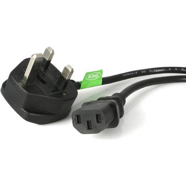 StarTech.com 3m UK Computer Power Cord - 3 Pin Mains Lead - C13 to BS-1363