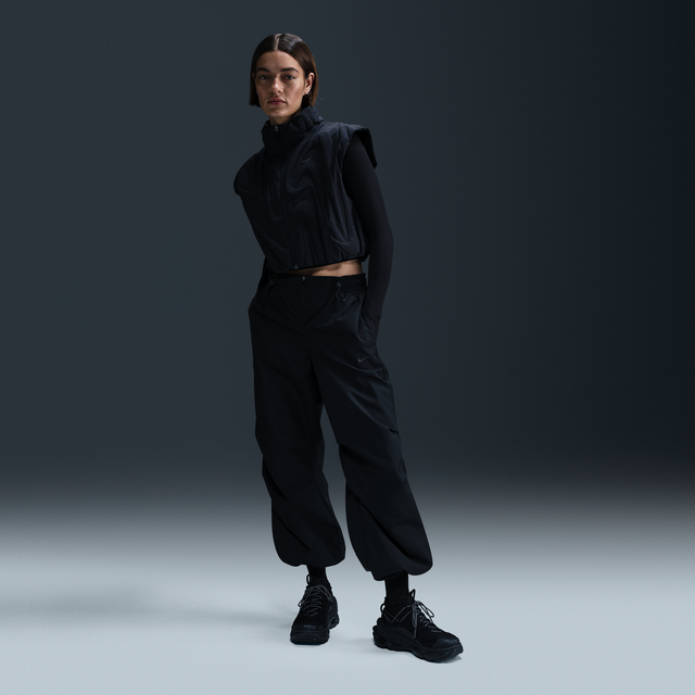 Nike – Svarta mjukisbyxor med swoosh-logga och dragkedja framtill-Svart/a