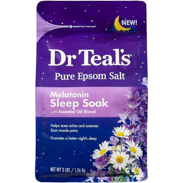 Dr Teal's Pure Epsom Salt Soaking Solution - Melatonin Sleep Soak Lavender Chamomile 3 lbs