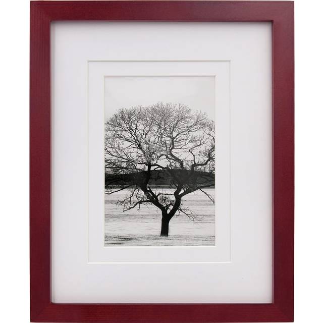 Egofine 8x10 Picture Frame - Wood Frame covered by Plexiglass for Pictures 4x6 or 5x7 with Mat  Photo Frame for Table Top and Wall Display  cherry Red