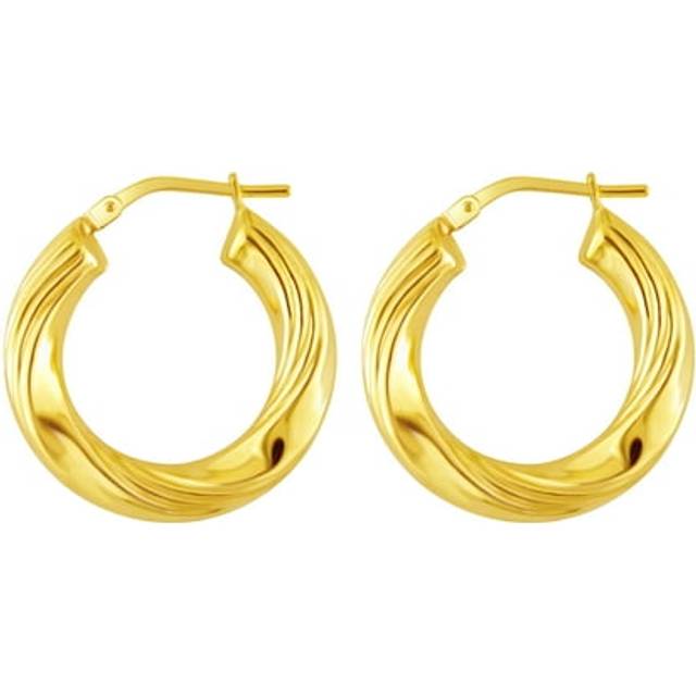 Quality Gold TF655 14K Tri-Color Light Twisted Hoop Earrings