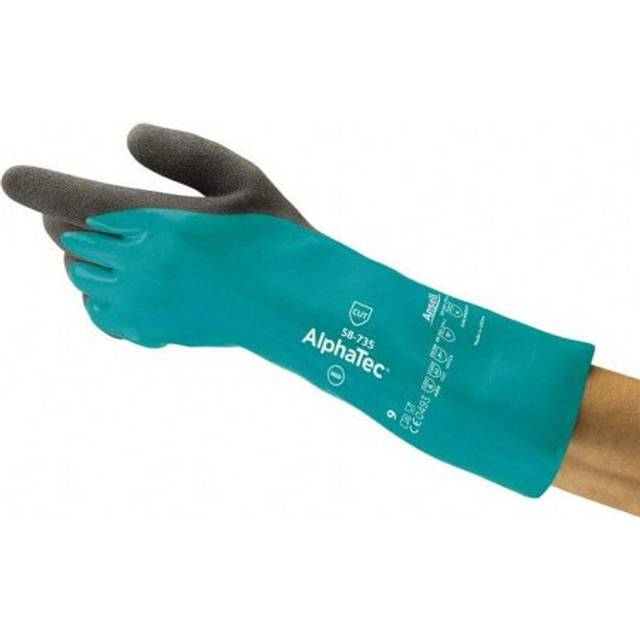 Ansell 58-735 Size 7, 0 Chemical Protection Gloves - Black | Green