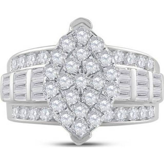 GND 115572 2.00 CTW 10KT White Gold Womens Diamond Oval Cluster Bridal Wedding Engagement Ring, Size 7