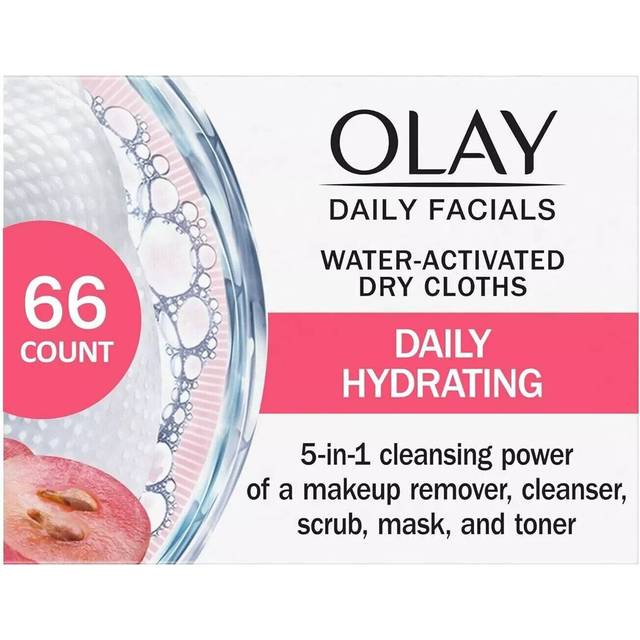 Olay daily hydrating facials 5-in-1 water activated dry cloths | 66 count wipes