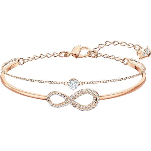 Swarovski Infinity White Crystal Rose Gold Tone Plated Bangle 5518871