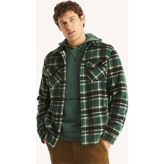 Plaid Faux Shearling Button-Up Shirt