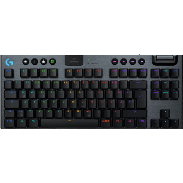 Logitech G G915 X - Tangentbord - gaming, LIGHTSPEED - TKL - bakgrundsbelyst - trådlös - USB-C, Bluetooth, 2.4 GHz - svart