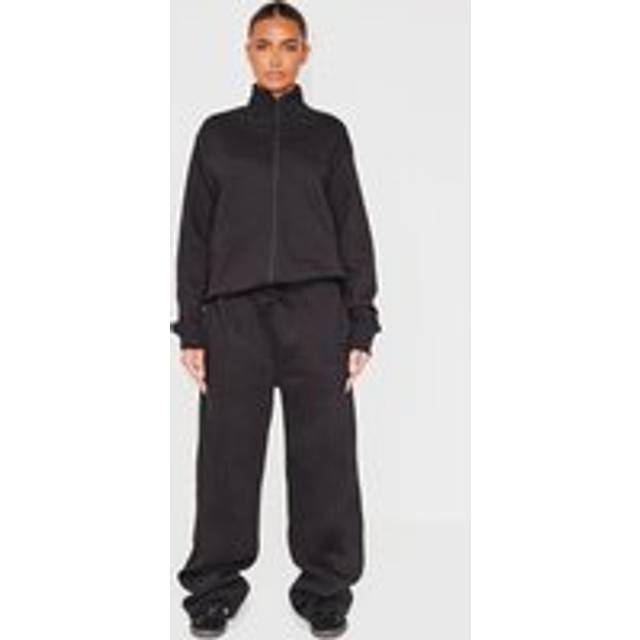 Black Straight Leg Seam Detailed Joggers, Black - XL