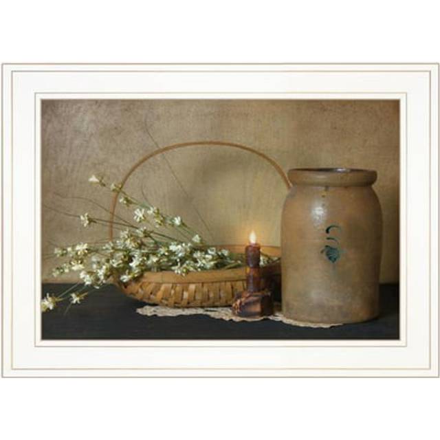 Basket Of Flowers 1 White Framed Print Wall Art