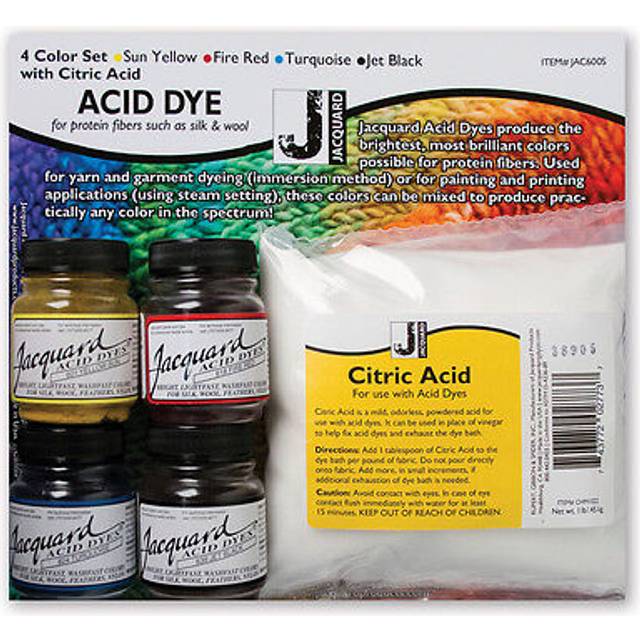 Jacquard Acid Dye 4-color Set W/citric Acid-yellow,turquoise,red & Black Jac600s