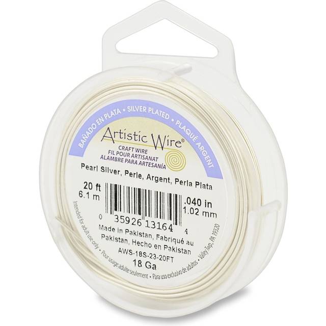 Artistic Wire 18 gauge  10 mm Plated Tarnish Resistant colored copper craft Wire  20 ft  61 m  Pearl Silver