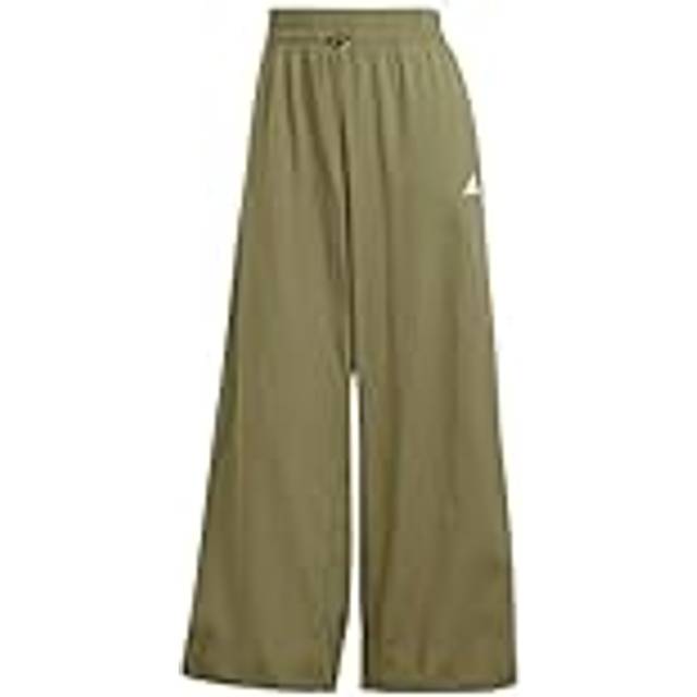 adidas Sportswear Women's Essentials 3-stripes Woven Parachute Pants - Green, Olive Strata/White, Size M, Women
