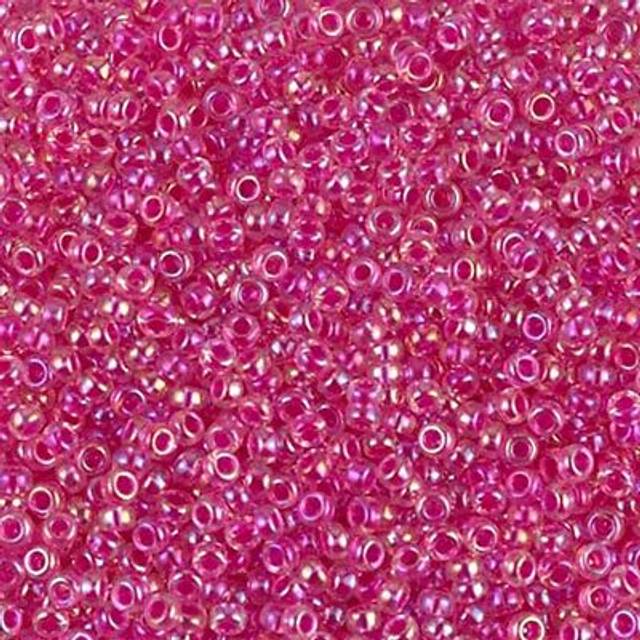 Fuchsia Lined Crystal ABMiyuki Japanese round rocailles glass seed beads 11/0 Approximately 24 gram 5 inch tube