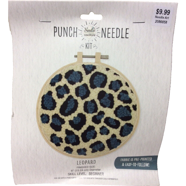 "Fabric Editions Punch Needle Kit 6"" Round-Leopard Print NCPNNDLE"