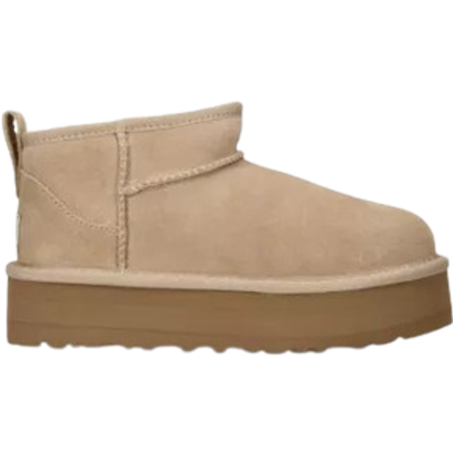 UGG Classic Ultra Mini Logo-Patch Suede and Shearling Platform Ankle Boots 7-10 Years