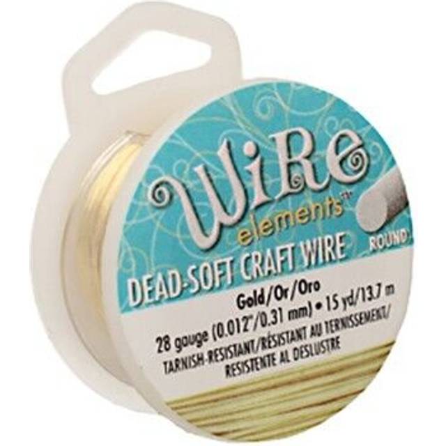 The Beadsmith Wire Elements Craft Wire - Tarnish Resistant  Soft Temper  Round  Gold Color - 0.32mm  28 Gauge  15 Yard Spool - Jewelry Making  Wire Wr