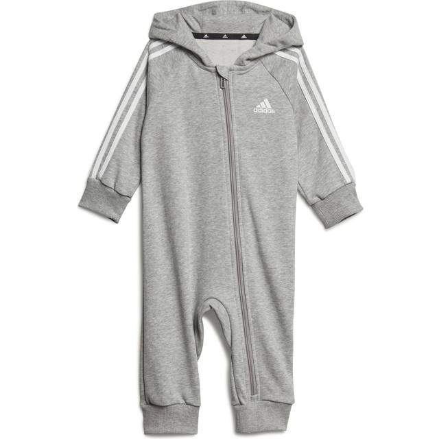 adidas Sportswear Infant 3 Stripe All in One - Grey, Medium Grey Heather/White, Size 3-4 Years - 3-4 YEARS