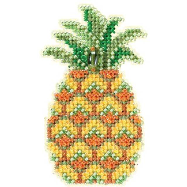 Pineapple Beaded Counted Cross Stitch Ornament Kit Mill Hill 2018 Spring Bouquet MH181816