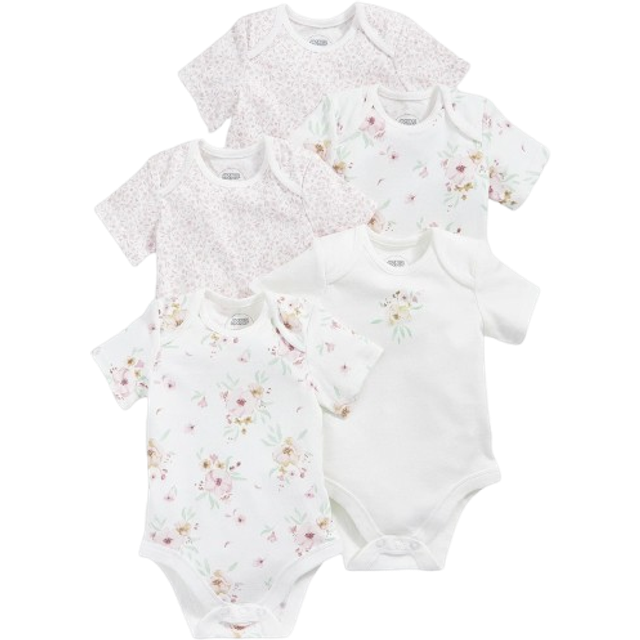 Flower Bodysuits (Set of 5) - Pink - PINK - 12-18 Months