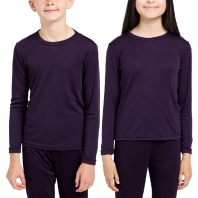 Kids Long Sleeved Thermal Crew Neck Top Purple, Purple - 13Y