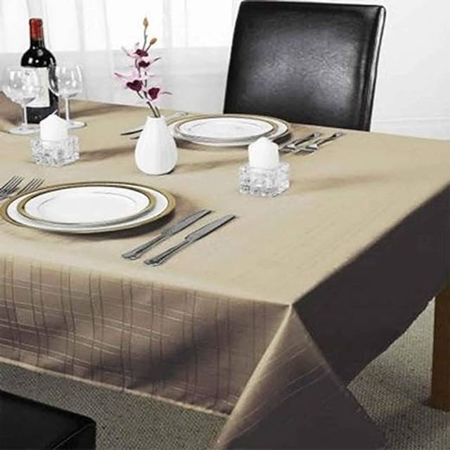 Emma Barclay Chequers Tablecloth, Latte, 70 x 108 Inch