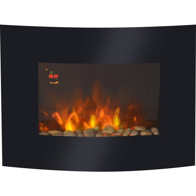 Homcom Led Curved Glass Electric Wall Mounted Fire Place, 900/1800w