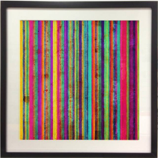 Art for the Home Neon Stripe Framed Print - 50x50cm