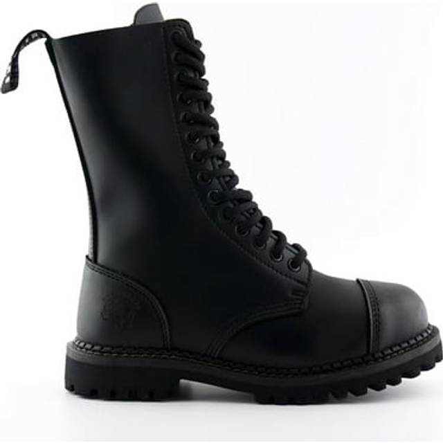 Grinders Unisex Leather Military Boots – Herald - Black - Size UK 3