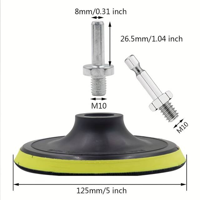 TEMU 3pcs Nylon Grit Sanding Pads Set, 3/4/5/6 Inch, Iron Material, M10/m14 Thread Hex Drill Adapter, Uncharged, For Angle Grinder, Drill Buffer Polisher Accessories